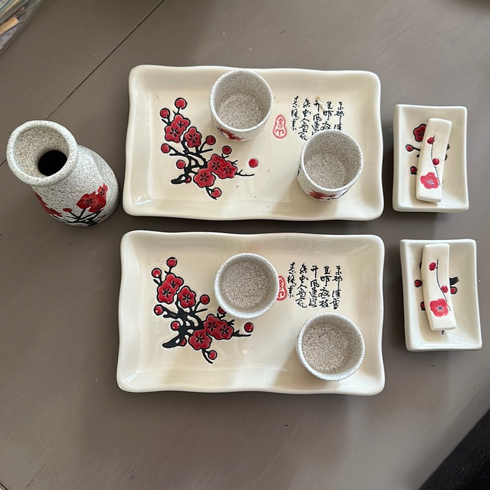 New Japanese sake set with trays